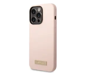 Guess Silikon-Metall Logo MagSafe-kompatible Rückseite für Apple iPhone 14 Pro Max Pink