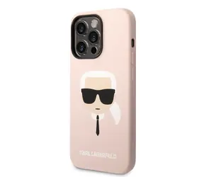 Karl Lagerfeld Liquid Silicone Karl Head Backcover für Apple iPhone 14 Pro Max rosa
