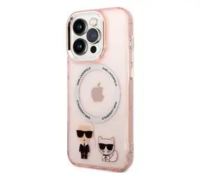 Karl Lagerfeld MagSafe kompatibles Karl und Choupette Cover für Apple iPhone 14 Pro Max rosa