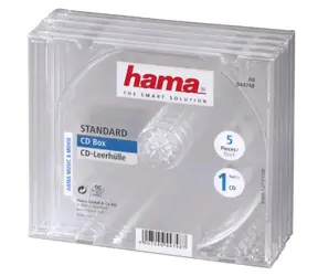 HAMA 44748 CD BOX Ersatzhülle 5 Stück transparent-schwarz