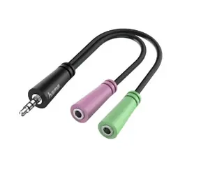 HAMA 200352 Headset-Reduzierung 2x Klinke 3,5 mm auf 3,5 mm Klinke 4-polig. Schwarz