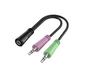 HAMA 200351 Headset-Reduzierbuchse 3,5 mm 4-polig. auf 2x Klinke schwarz
