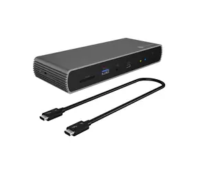 Icy Box IB-DK8801-TB4 grau-schwarz / Dockingstation / 4X USB-A / 2x USB-C / HDMI / SD / RJ45 / 3,5 mm Klinke