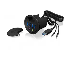 Icy Box IB-HUB1403A schwarz / USB-Desktop-Hub / 4X USB 3.1 A / 2x 3,5-mm-Klinke