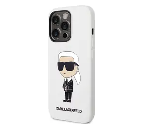 Karl Lagerfeld Liquid Silicone Ikonik NFT Back Cover für Apple iPhone 14 Pro Max weiß