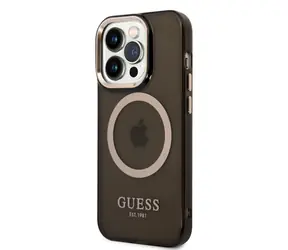 Guess Transluzente MagSafe-kompatible Rückseitenabdeckung für Apple iPhone 14 Pro Max Schwarz