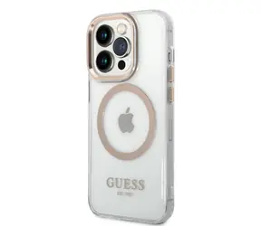 Guess Transparente MagSafe-kompatible Rückseitenabdeckung für Apple iPhone 14 Pro Max Gold