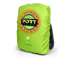 PORT DESIGNS BE VISIBL universeller Rucksack-Regenmantel mit LED-Beleuchtung / für Rucksäcke bis 25L/15,6" / 80 x 65,5 x 0,7 cm