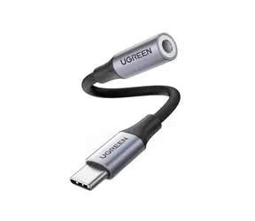 Ugreen Adapter USB-C - Klinke (M/F) schwarz / 10 cm / geflochtenes Kabel