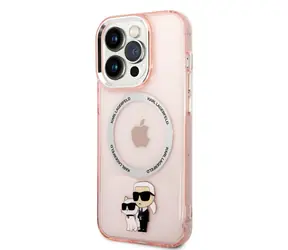 Karl Lagerfeld MagSafe-kompatible Hülle IML Karl und Choupette NFT für Apple iPhone 14 Pro Max, pink