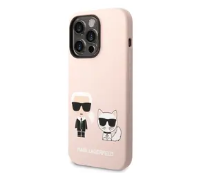 Karl Lagerfeld MagSafe-kompatible Flüssigsilikonhülle mit Karl und Choupette für Apple iPhone 14 Pro Max, Pink