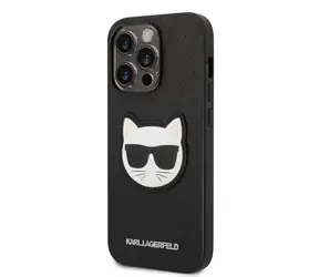 Karl Lagerfeld PU Saffiano Choupette Head Back Cover für Apple iPhone 14 Pro Max Schwarz