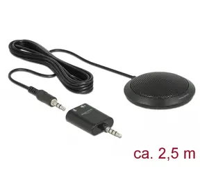 DeLock Conference Tischmikrofon / Kugelcharakteristik für Konferenz / 3,5 mm Stereo-Klinkenstecker (M) / 3 Pin