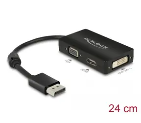 DeLock Adapter DisplayPort 1.1 (M) - VGA/HDMI schwarz / DVI (F) / passiv / Restposten