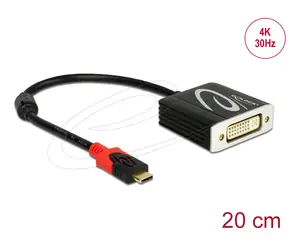 DeLock Adapter USB Type-C (M) - DVI (F) schwarz / DP Alt Mode / 4K / 30Hz