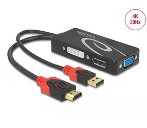 DeLock Adapter HDMI (M) - DVI/VGA/DisplayPort (F) 4K schwarz