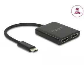 DeLock USB Typ-C Splitter (DP Alt Mode) - 2 x HDMI Ausgang schwarz / 4K / 30Hz 