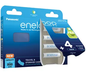 Panasonic Eneloop Akku AAA 800 mAh / Ni-MH / 4 Stück / Blisterverpackung + Etui