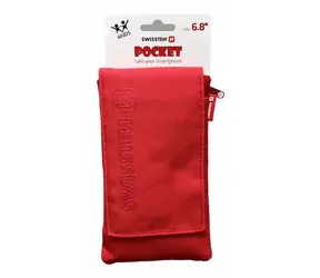 Swissten POCKET Universelle Stoffhülle für Telefone bis 6,8 Zoll, Rot