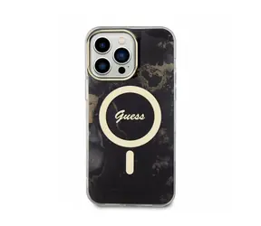Guess Marble IML MagSafe-kompatible Rückseite für Apple iPhone 14 Pro Max, schwarz