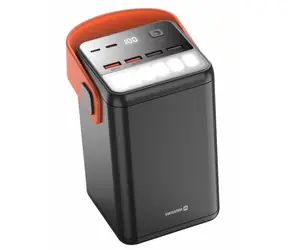 Swissten POWER LINE Powerbank 60.000 mAh schwarz / 65W / USB-C / USB-A / PD / LED-Taschenlampe