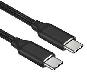 PremiumCord -Kabel USB-C M/M / 240 W 480 Mbit/s, schwarzes Baumwollgeflecht, 1 m