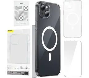 Baseus ARSJ010602 Magnetic Crystal Clear Cover für Apple iPhone 13 klar / + Schutzglas / + Reinigungsset