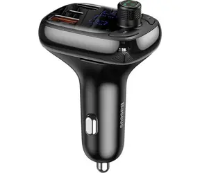 Baseus CCMT000101 T-förmiges S-13-Autoladegerät mit Bluetooth-Player Schwarz / 2x USB-A / 1x USB-C