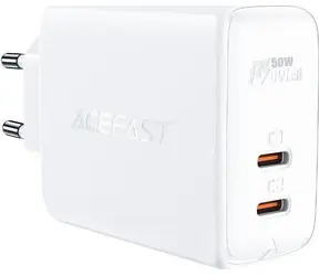 Acefast PD50W GaN-Ladegerät weiß / 2x USB-C / 50W
