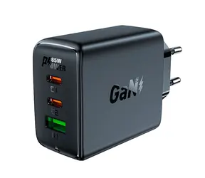 Acefast PD65W GaN-Ladegerät schwarz / 2x USB-C / 1x USB-A / 65W