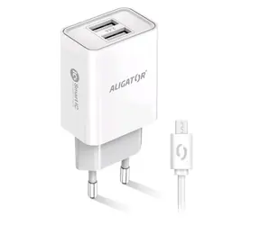 Aligator Smart Netzladegerät 2,4A weiß / 2xUSB / SMART IC