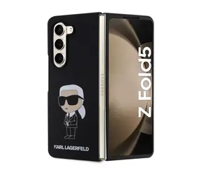 Karl Lagerfeld Liquid Silicone Ikonik NFT Backcover für Samsung Galaxy Z Fold 5 schwarz