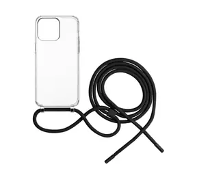FIXED Pure Neck Case mit schwarzem Umhängeband für Apple iPhone 15 Pro Max