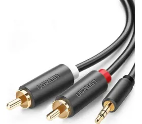 Ugreen AV102 Kabel 2x RCA (M) - Klinke 3,5 mm (M) 1,5 m schwarz