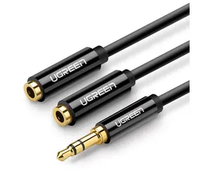 Ugreen Kabel 3,5-mm-Klinkenstecker (M) - 2x 3,5-mm-Klinkenstecker (F) 0,25 m schwarz