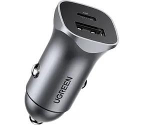 Ugreen Autoadapter grau / 1x USB-C / 1x USB-A / QC / 24W 