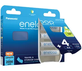Panasonic Eneloop Akku AA 1900 mAh, 4 Stück / Ni-MH / Blisterverpackung + Etui