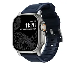 Nomad Rugged Strap Armband für Apple Watch Ultra (49 & 45 & 44 mm) Blau - Silber 