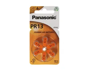 Panasonic PR13 (PR48) 6 Stück / Batterie für Hörgeräte / 1,4 V / 280 mAh / ZnAir
