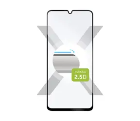 FIXED Full-Cover Schutzglas aus gehärtetem Glas für Samsung Galaxy A25 5G, das über den gesamten Bildschirm schwarz haftet