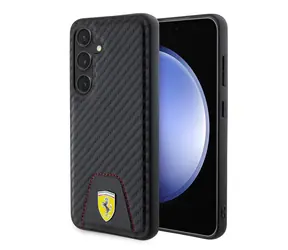 Ferrari PU-Leder-Unterseite Carbon-Rückseite für Samsung Galaxy S24 schwarz