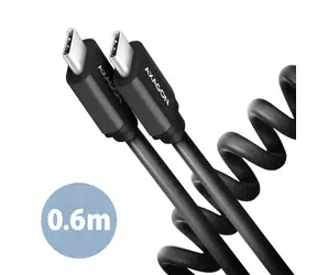Axagon BUCM-CM10TB TWISTER Twisted-Datenkabel USB-C 2.0 - USB-C 60W 0,6m schwarz