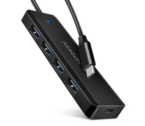 Axagon HUE-C1C, 4X USB 5Gbit/s REISE-Hub, USB-C-Stromanschluss, USB-C-Kabel 19 cm