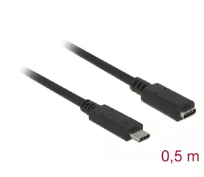 DeLock Verlängerungskabel 10 Gbit/s USB C (M) - USB C (F) 0,5 m schwarz