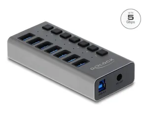 DeLock Externer USB Hub 5Gbps USB-B (F) - 7x USB-A (F) grau