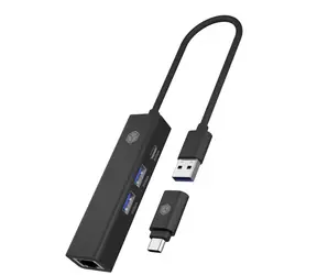 Icy Box IB-HUB1439-LAN schwarz / USB Hub / 2x USB-A 3.2 / 1x USB-C 3.2 / GLAN