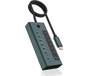 Icy Box IB-HUB1457-C31 grau / USB Hub / 6x USB 3.2 Gen 2 / 1x USB-C 20W PD