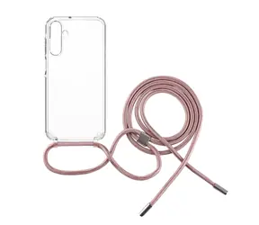 FIXED Pure Neck Case mit rosa Lanyard für Samsung Galaxy A15/A15 5G