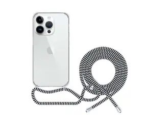 Epico Transparente Hülle mit Kordel für iPhone 14 Pro Max schwarz-weiß