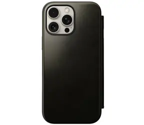 Nomad Modern Leather Folio Hülle für Apple iPhone 16 Pro Max grün chrom